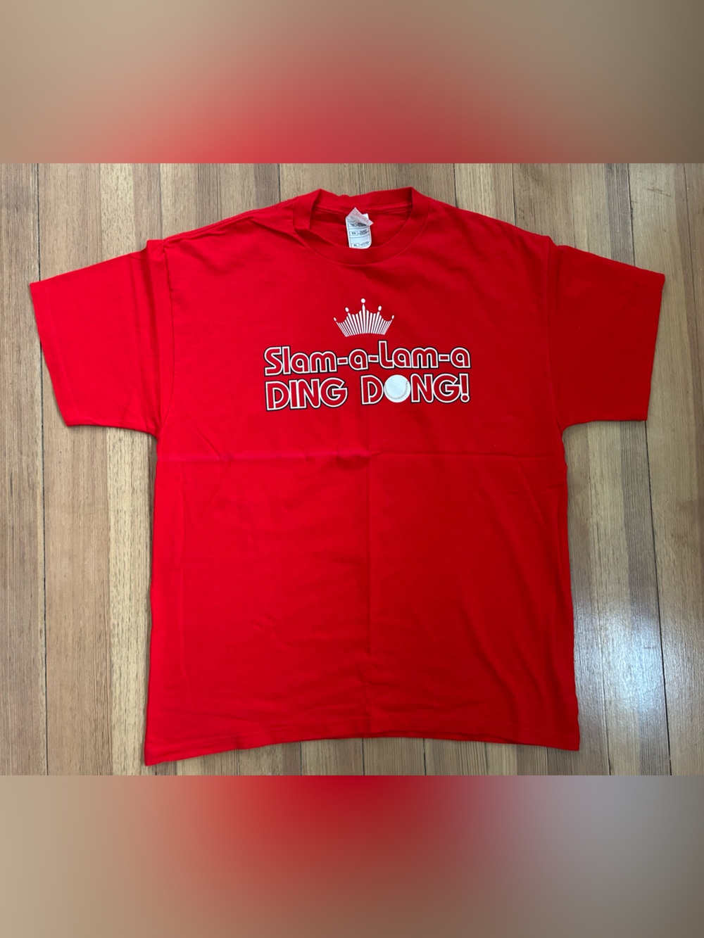 Budweiser Shirt Mens XL Slam-a-Lama Ding Dong Baseball Tee Vintage 90s Red Crown